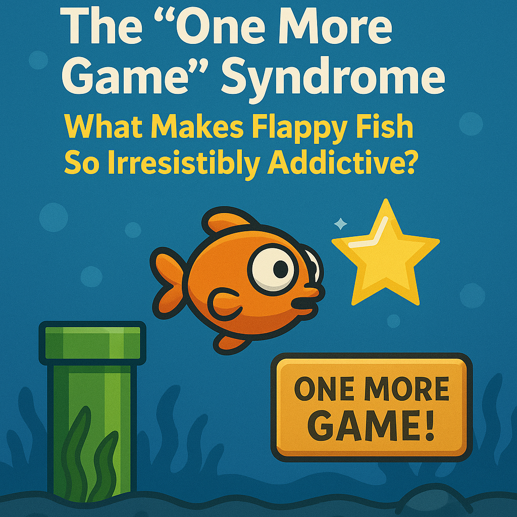 Flappy Fish with a 'ONE MORE GAME!' button, illustrating its addictive nature.